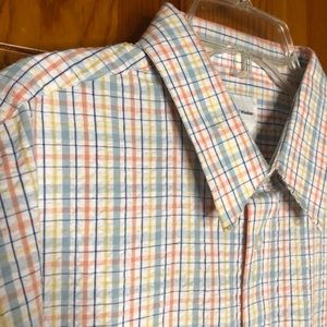Samuel Windsor pastel colored plaid seersucker short sleeve dress shirt XL